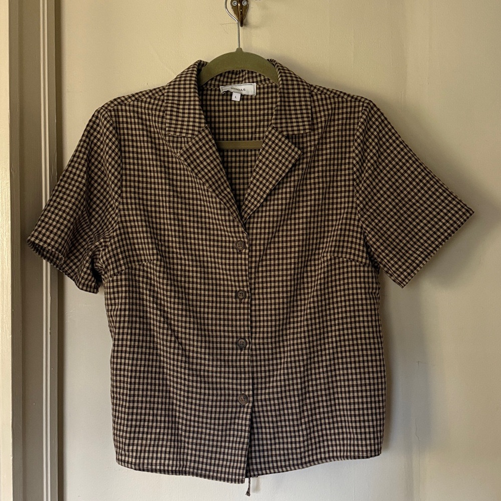 RIHOAS Brown Checkered Top